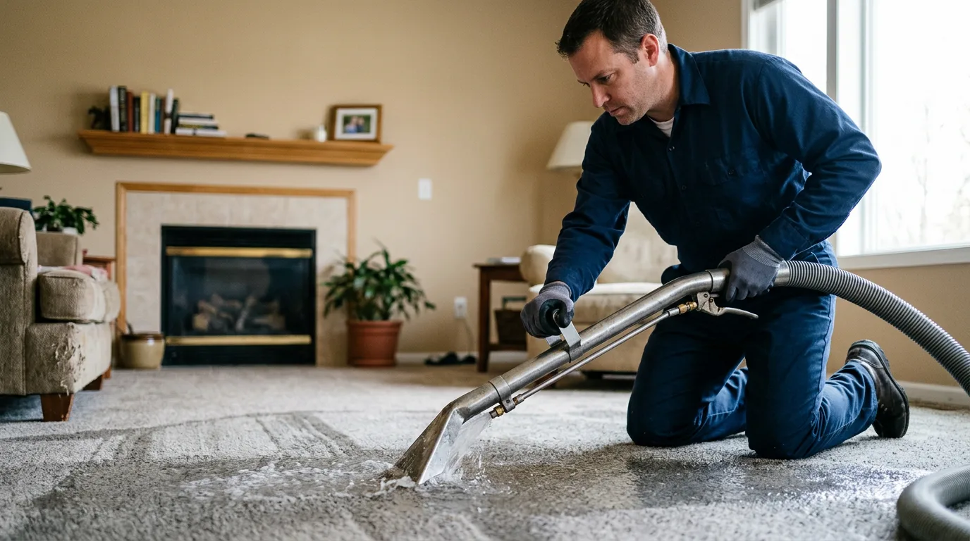 Water damage restoration technician working near Newburg, WV